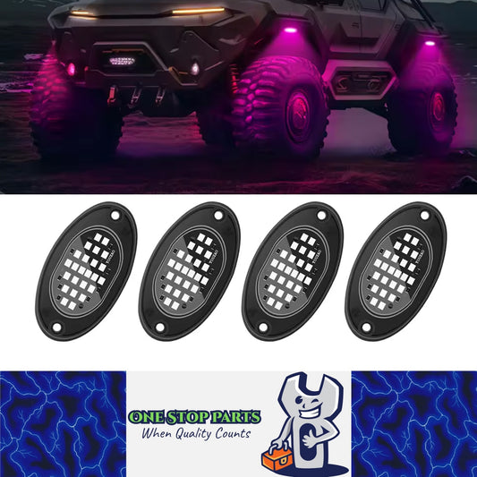 4pcs Purple LED Rock Lights LED Chassis Lights for Car Pickup Truck SUV UTV ATV