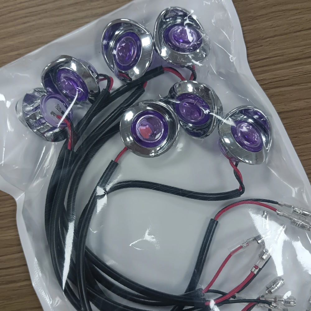 10 x Purple Round LED Side Marker Lamps 1.9CM 12V-24V LED Indicator Lights