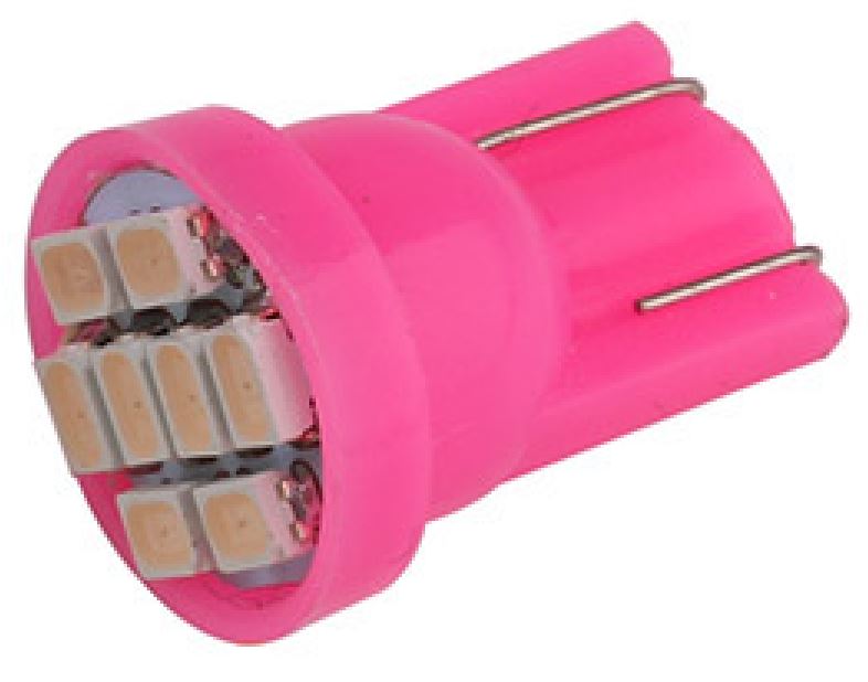 10 x T10 Pink / Purple T10 12V 8SMD 1206 High Brightness LEDs Flat Face (10pcs)