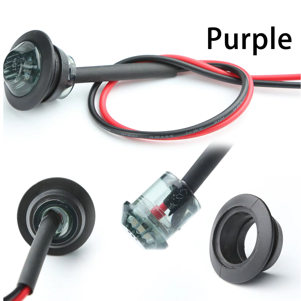 50 x Purple Round LED Side Marker Lamps 1.91CM 3LED 12V LED Indicator Lights