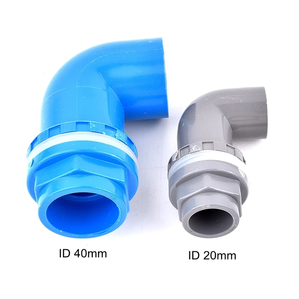 ID32mm White PVC Aquarium 90° Elbow Drainage Connector Fish Tank Overflow Joint