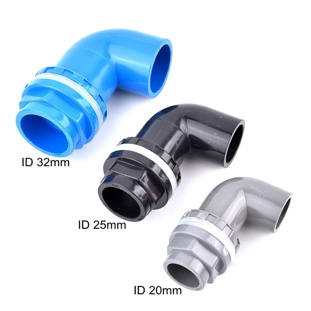 ID40mm White PVC Aquarium 90° Elbow Drainage Connector Fish Tank Overflow Joint