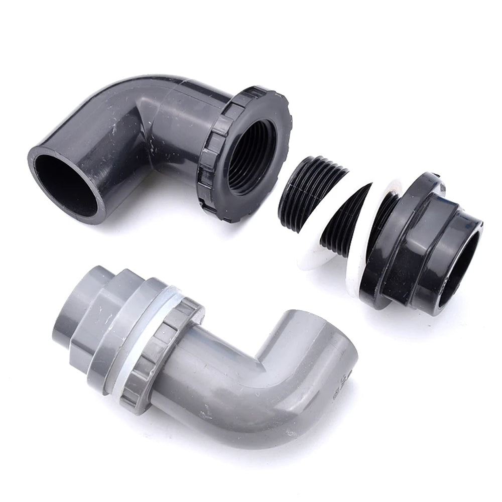 ID50mm White PVC Aquarium 90° Elbow Drainage Connector Fish Tank Overflow Joint