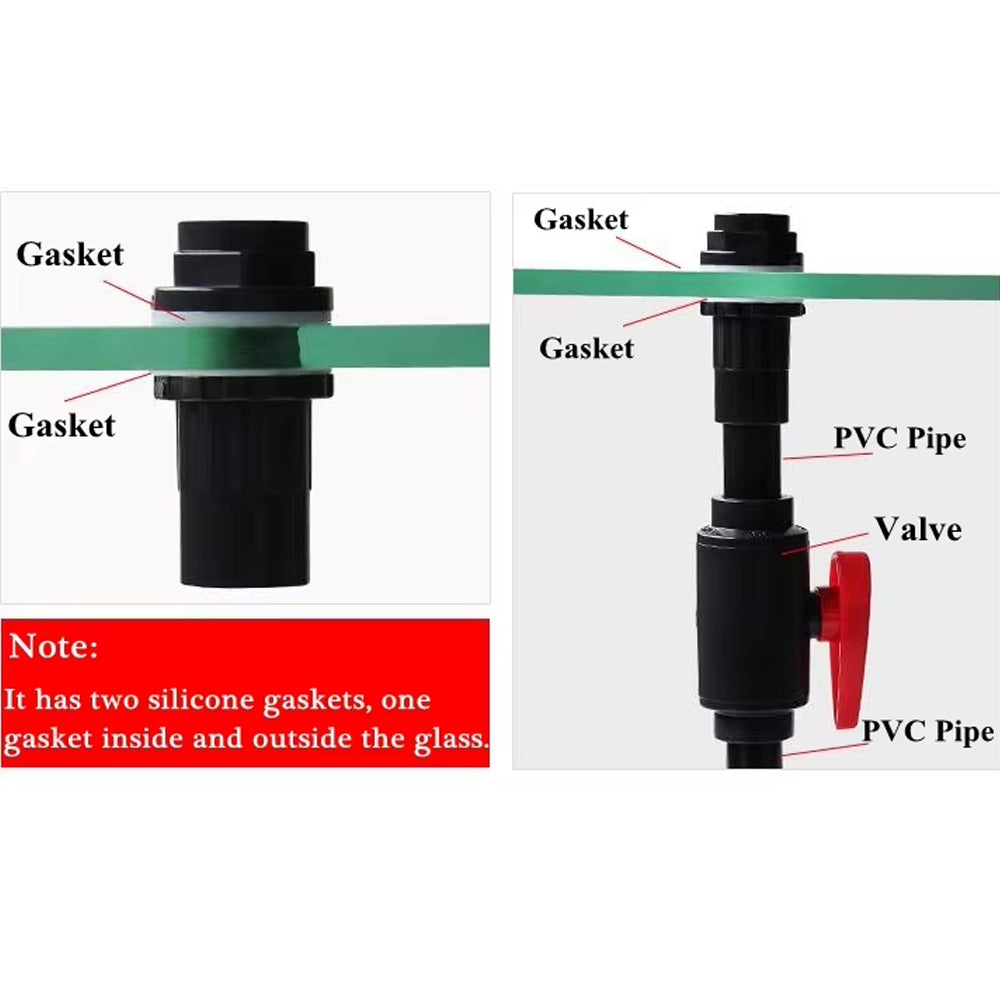 ID32mm Black PVC Aquarium Connector Fish Tank Drainage Straight Joint Pipe