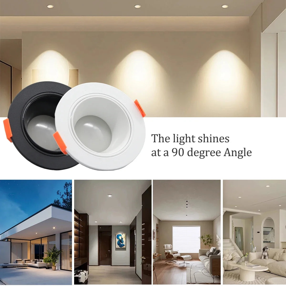 1 x MR16 Recessed Mounting Brackets White Round Angle Adjustable Mounting Frames