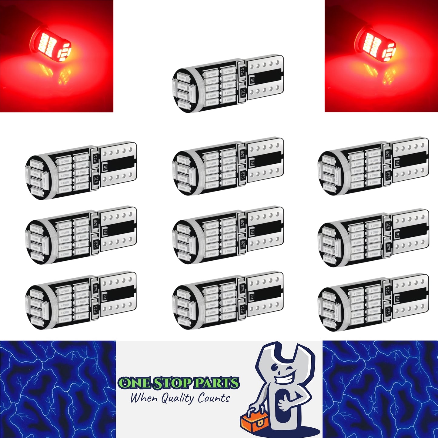 10 x T10 Red 26smd 4014 Style Super Bright T10 LED Globes (10pcs)