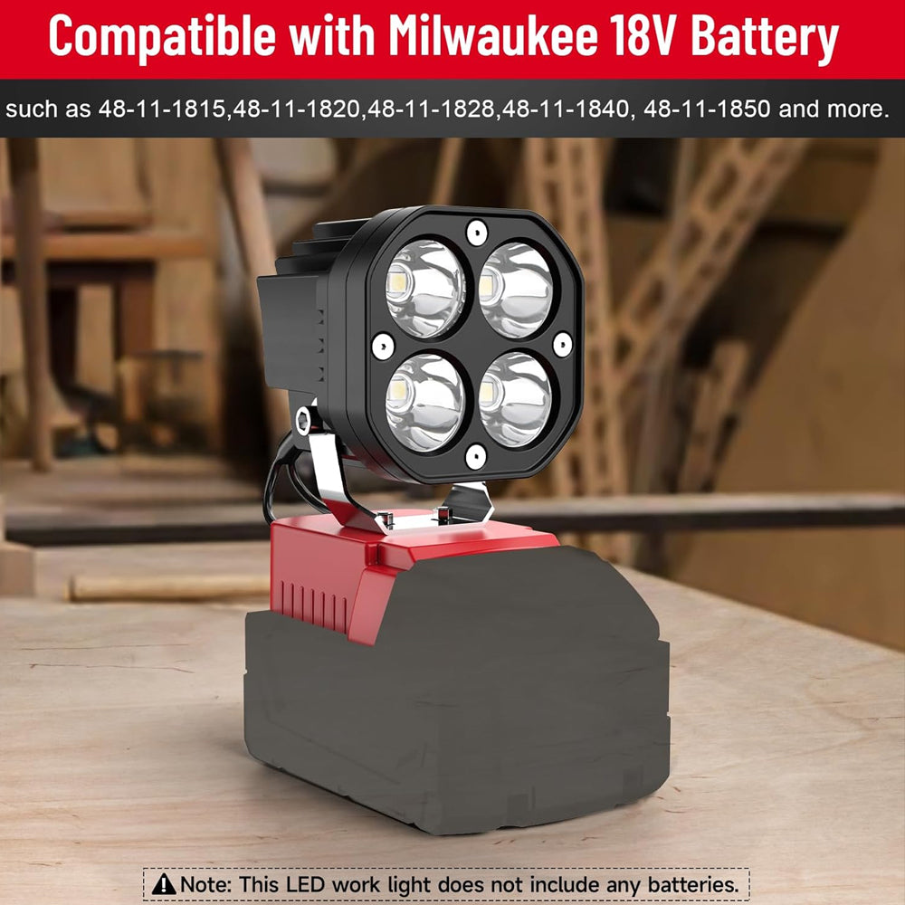 1 x 40W LED Work Light 12-24V 6500K 6000LM Compatible with Milwaukee 18V Battery