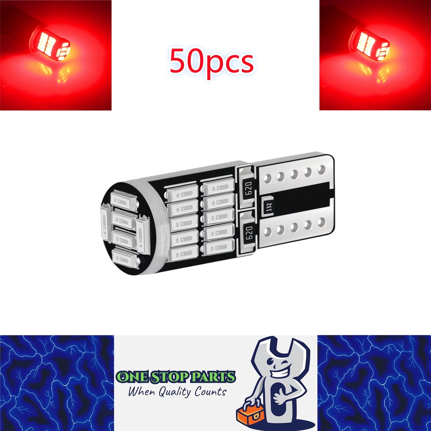 50 x T10 Red 26smd 4014 Style Super Bright T10 LED Globes (50pcs)