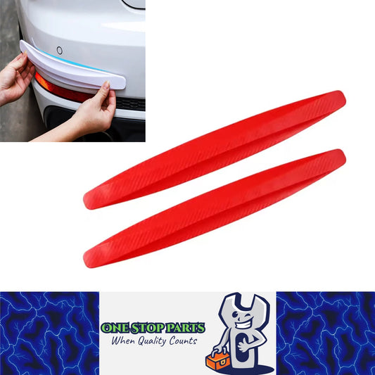 2x Red Car Bumper Protector Strip Guard Corner Scratch Collision Crash Protector