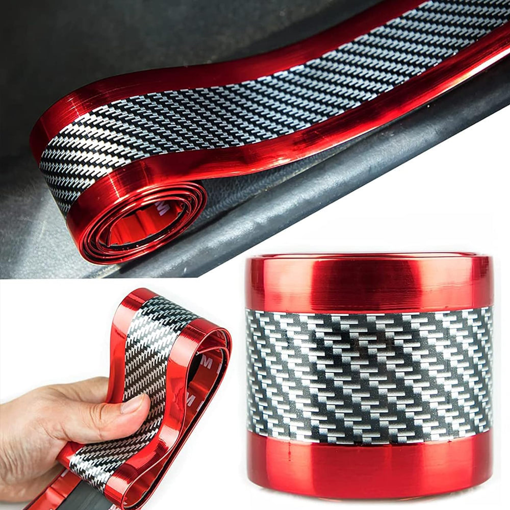 1m x3cm Red Carbon Fiber Car Door Sill Protector Tape Anti Scratch Strip Sticker
