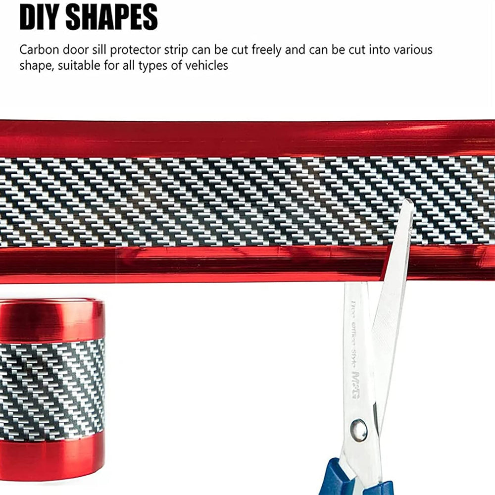 1m x3cm Red Carbon Fiber Car Door Sill Protector Tape Anti Scratch Strip Sticker
