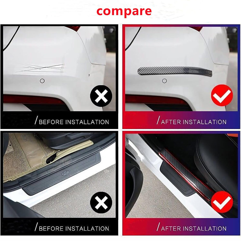 1m x3cm Red Carbon Fiber Car Door Sill Protector Tape Anti Scratch Strip Sticker