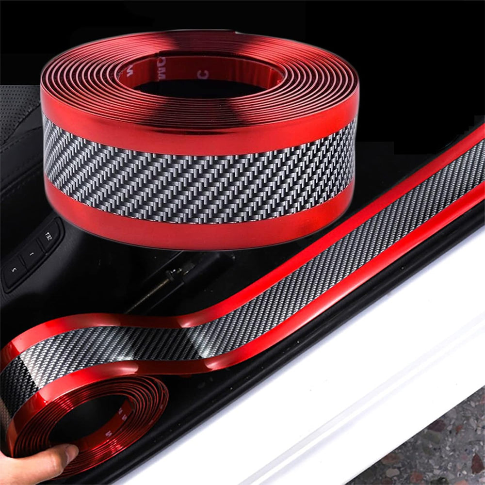 1m x3cm Red Carbon Fiber Car Door Sill Protector Tape Anti Scratch Strip Sticker