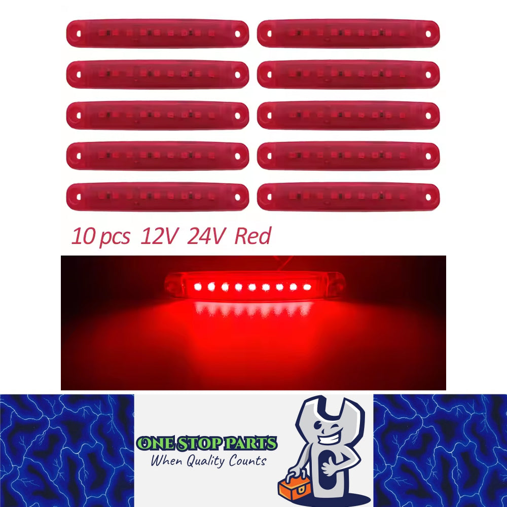 10 x Red LED Rear Marker Lamps 9SMD 12V/24V LED Rear Marker Lights (10pcs)