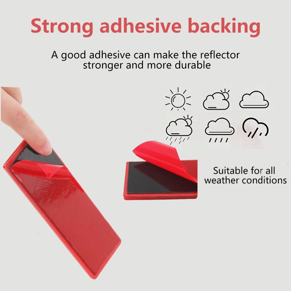 8 X Red Reflectors Adhesive Backing Stick on Red Reflectors 150x50mm 8pcs