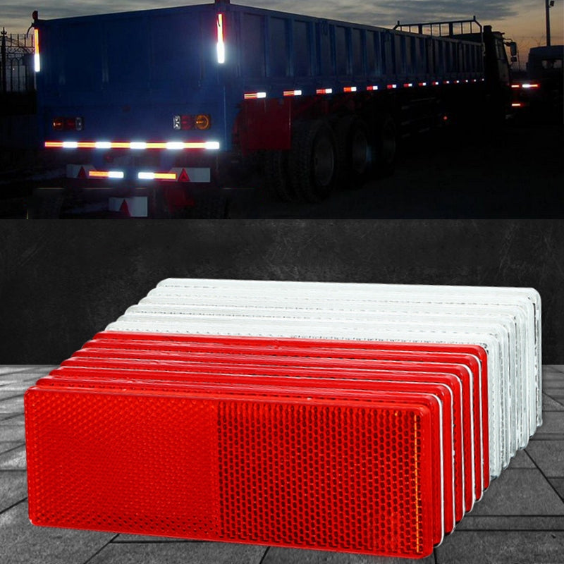 8 X Red Reflectors Adhesive Backing Stick on Red Reflectors 150x50mm 8pcs