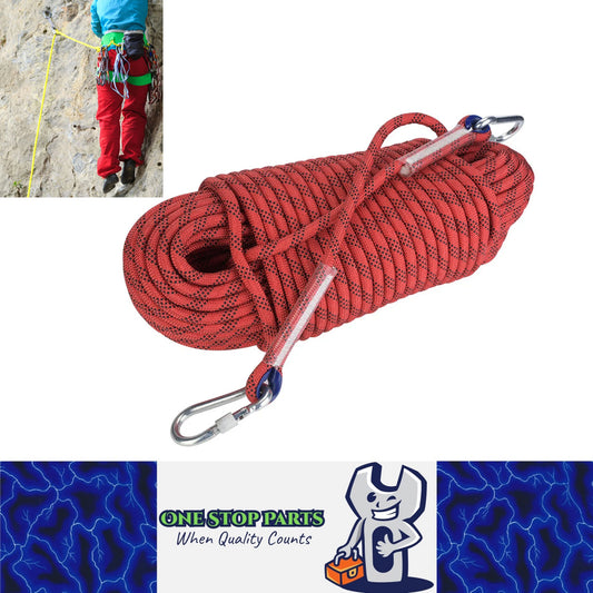 30m x 12mm Red Static Rock Climbing Rope Rappelling Rope Safety Escape Rope