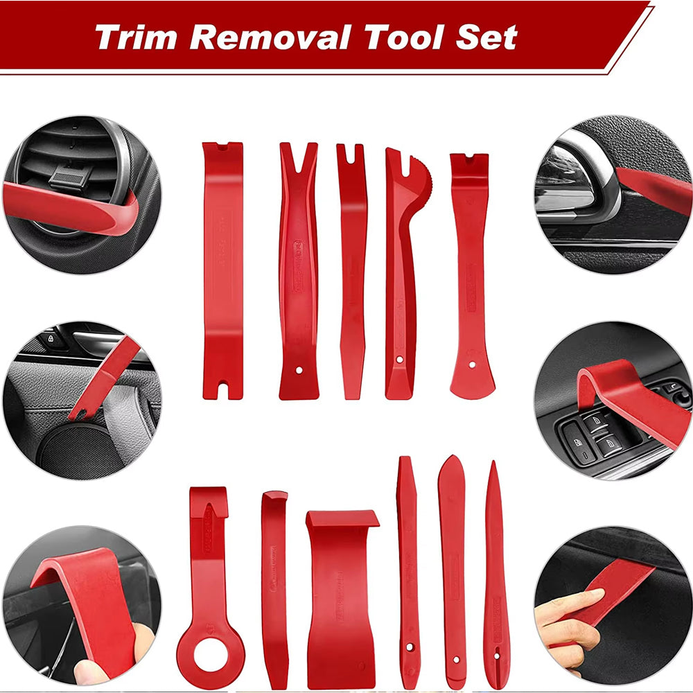 Red Hand Tool Set Pry Disassembly Tool Interior Door Clip Panel Trim Dashboard