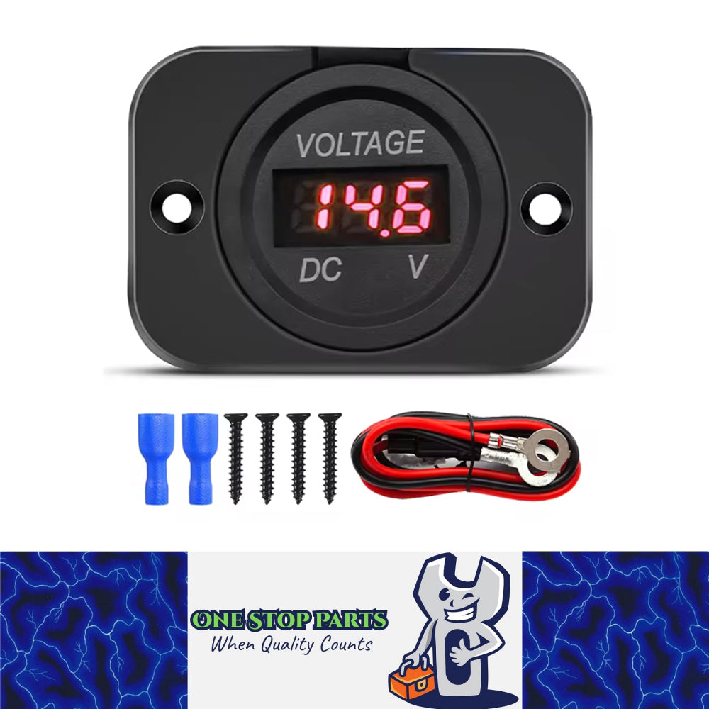 1 x Red LED Digital Voltmeter 12-24V Voltage Gauge Meter Panel with Cable