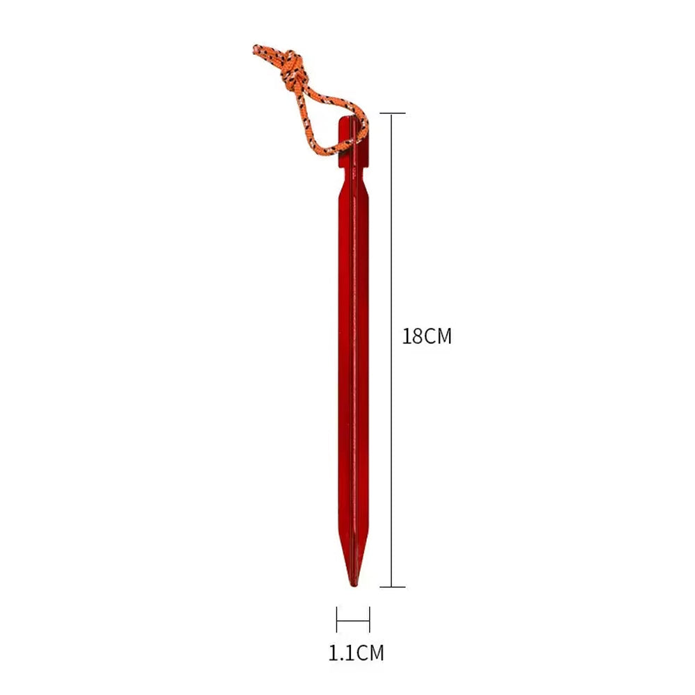 20 x Red Tent Stakes 18CM Tri-Beam Tent Pegs with Rope Ground Nails Stakes