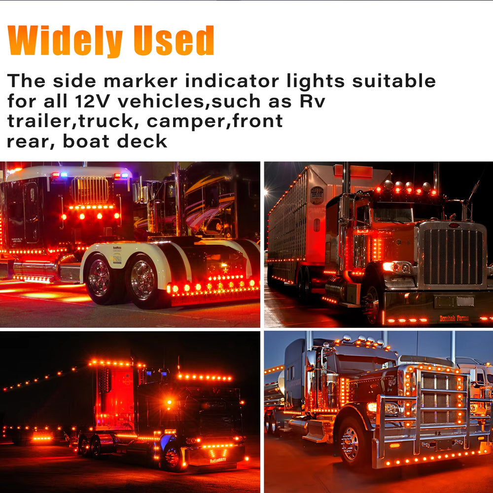 50 x Red Round LED Rear Marker Lamps 1.91CM 3LED 12V LED Rear Marker Lights