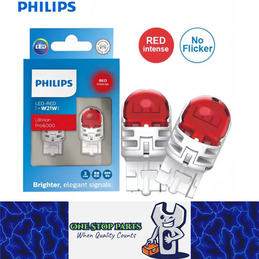 2 x Philips T20 7440 Red LED Globes 12V Philips 7440 Red LED Tail Signal Light