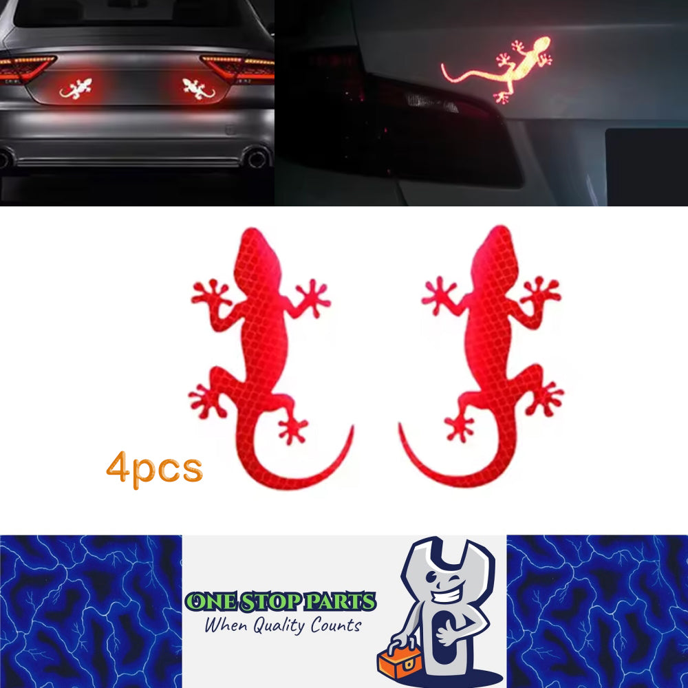 4 x Red Car Reflective Sticker Safety Warning Mark Gecko Reflective Tape Strip