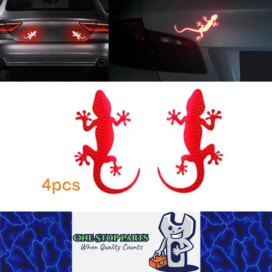 4 x Red Car Reflective Sticker Safety Warning Mark Gecko Reflective Tape Strip