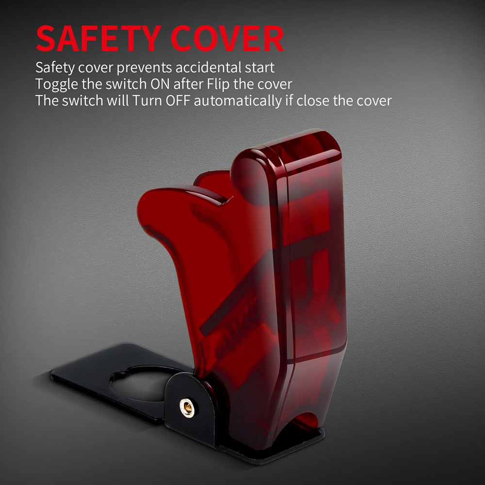 2pcs Red LED Toggle Switch 12V 20A with Safety Cover ON/Off Switch for Car Boat