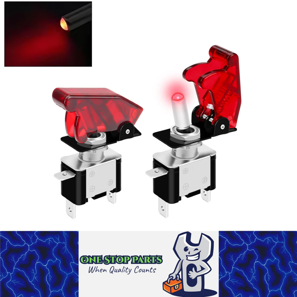2pcs Red LED Toggle Switch 12V 20A with Safety Cover ON/Off Switch for Car Boat