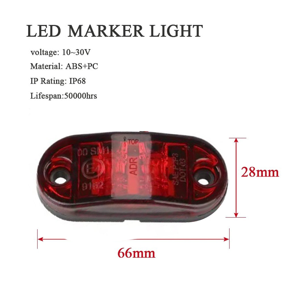 10 x Red Rear Marker Lamps ADR Compliant E Mark 12v/24v Multivolt (10pcs)