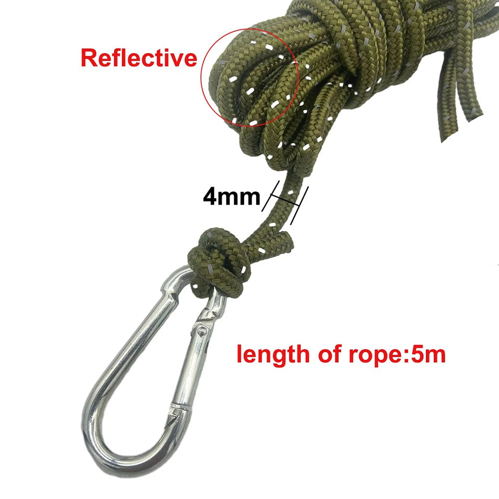 Army Green Reflective Camping Tent Rope Tie Down Fasteners Ratchet Hangers