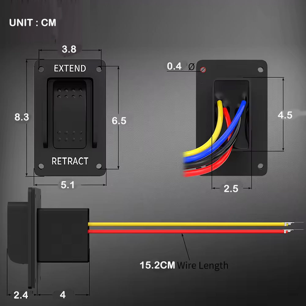 Reverse Polarity Switch 12V DPDT Momentary 3 Position ON/OFF/ON Rocker Switch