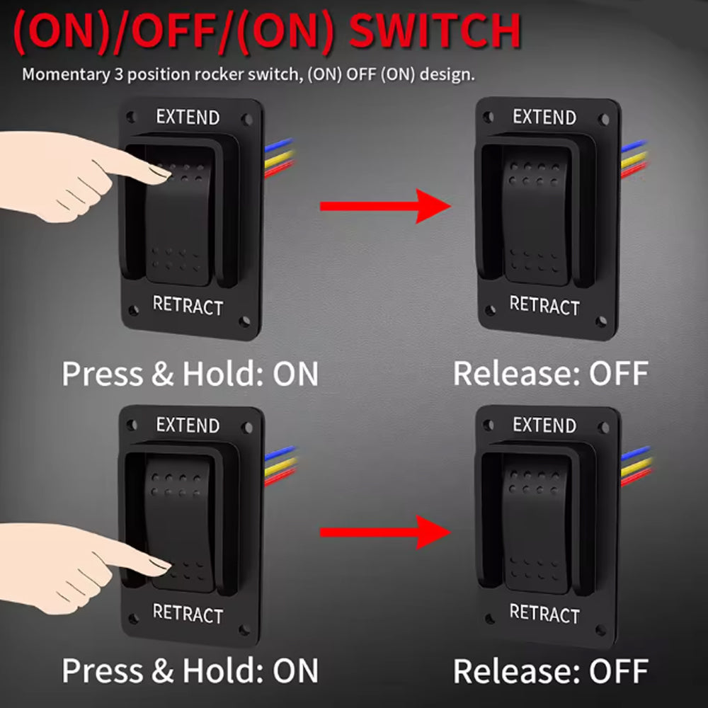 Reverse Polarity Switch 12V DPDT Momentary 3 Position ON/OFF/ON Rocker Switch