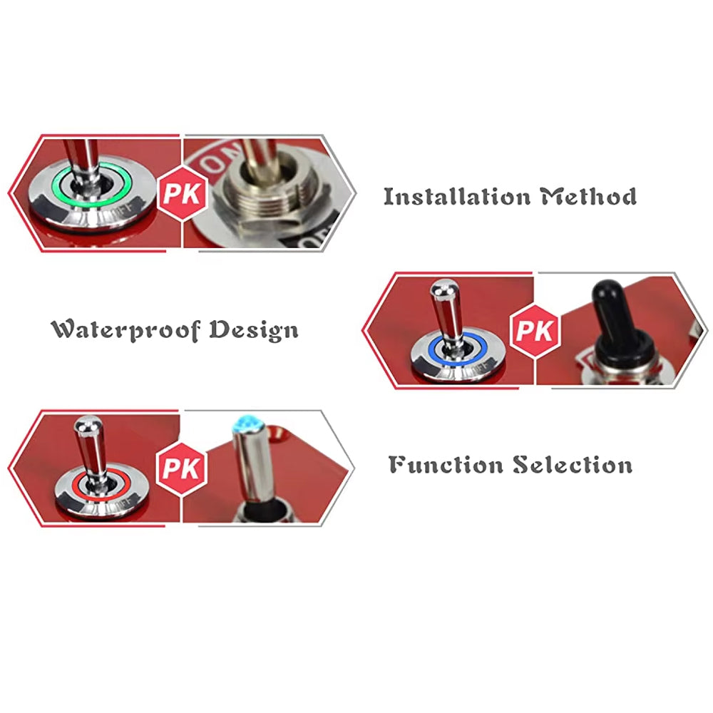 1 x RGB LED Toggle Switch 16mm 12V 24V SPST On/Off IP67 for Car Marine Boat