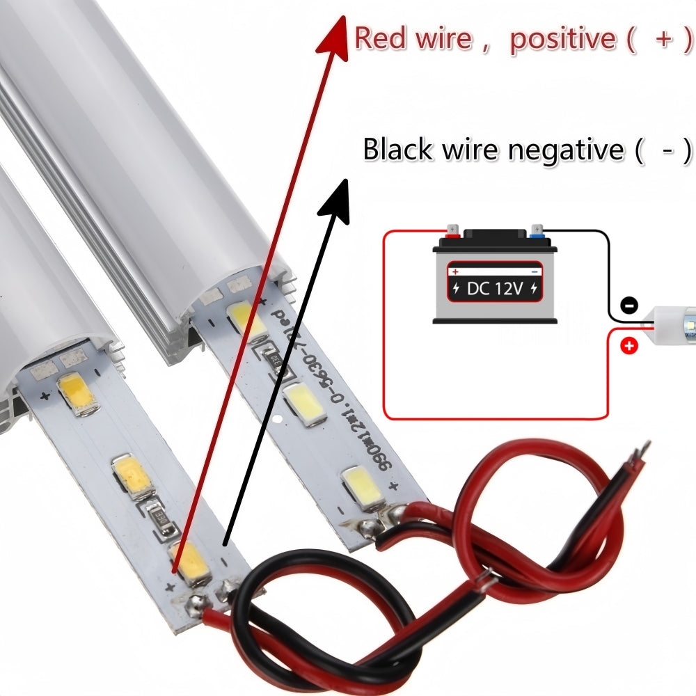 5 x 12v 30cm Warm White Aluminium Body LED Strip with Frosted Lens and end mount