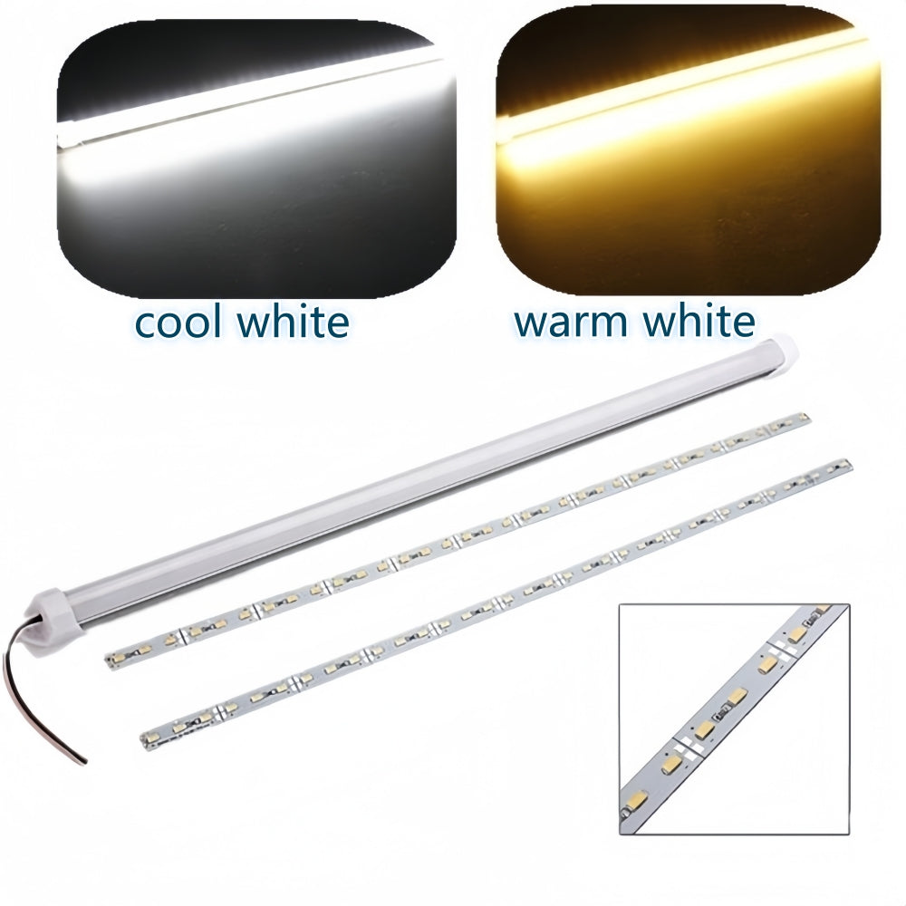 5 x 12v 30cm Warm White Aluminium Body LED Strip with Frosted Lens and end mount