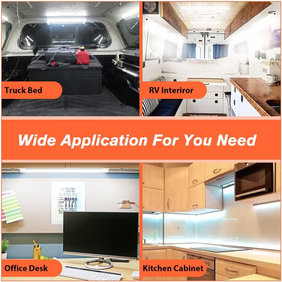 10 x 12v 50cm Warm White Aluminium Body LED Strip with Clear Lens and end mounts