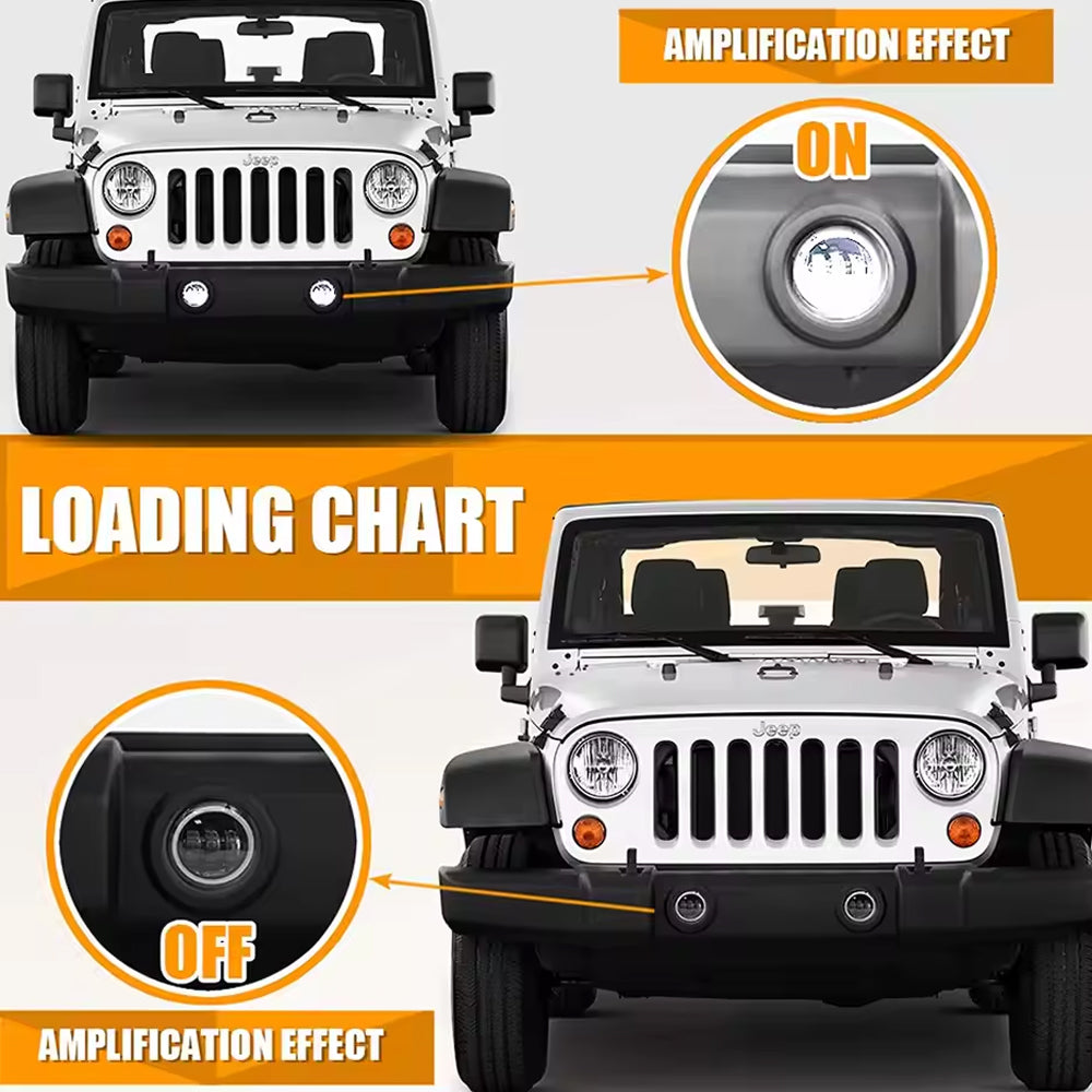 2pcs 101mm Round Led Fog Lights Driving Light with Halo DRL and Turn Signal Lamp