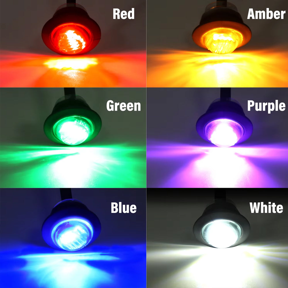 50 x Blue Round LED Side Marker Lamps 1.91CM 3LED 12V LED Signal Indicator Light