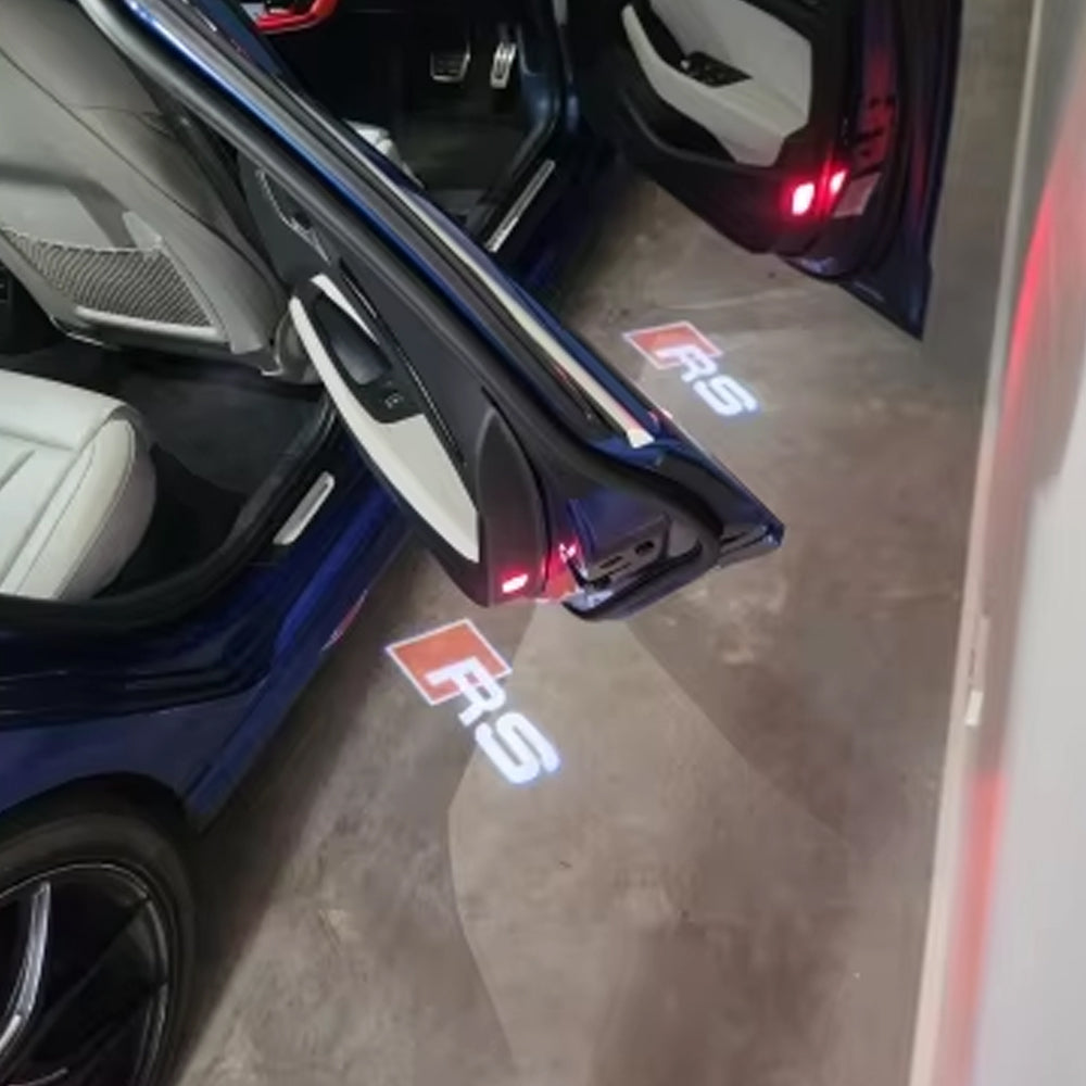 2 x Audi LED Car Door Light Welcome Light Laser Projector Lamp with Audi RS logo