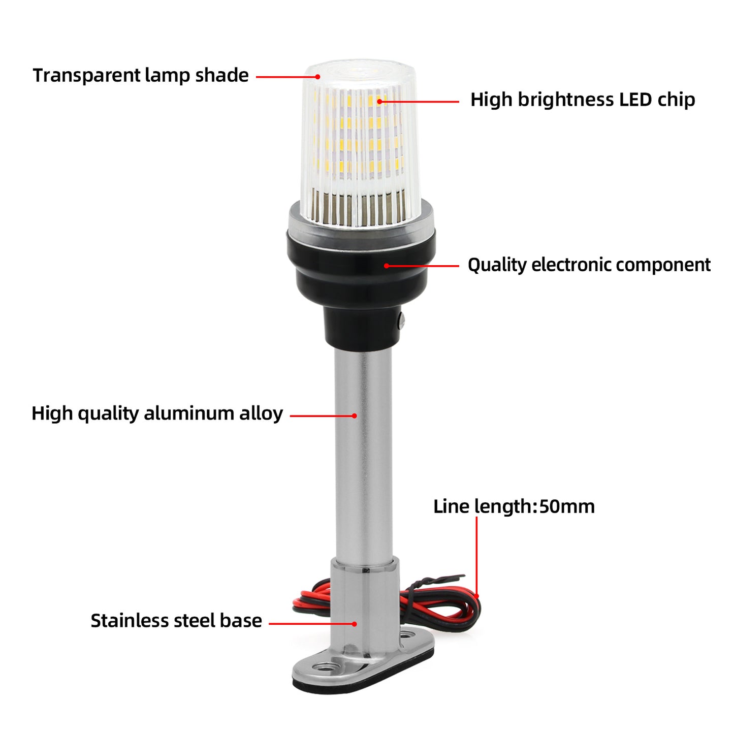 12v-24v 150mm 360 Degree Boat Navigation White LED Light All Round LED Light 1pc