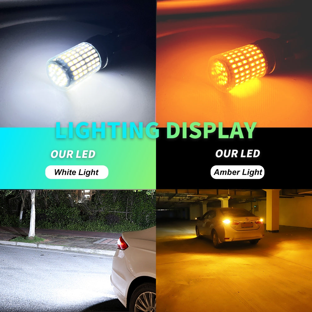 2 x BAU15S 1156 12V 2100LM Amber LED 144SMD CANBU 360 degree super Bright (2pcs)