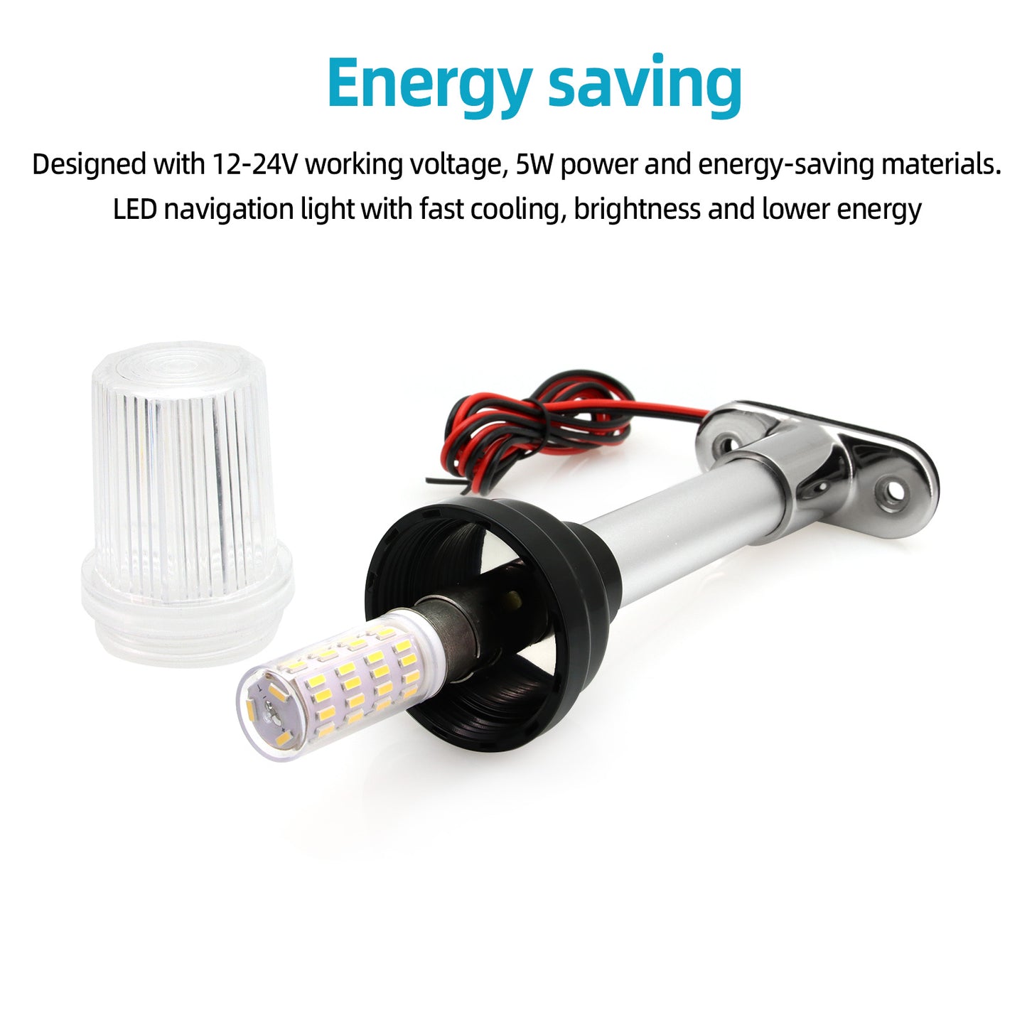 12v-24v 150mm 360 Degree Boat Navigation White LED Light All Round LED Light 1pc