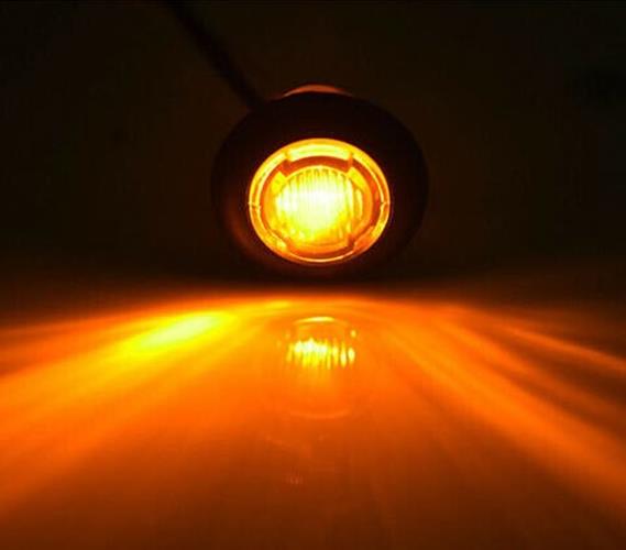 12v AMBER 3 LED ROUND RECESSED MARKER LIGHT 30MM DIAMETER WITH 300MM LEAD