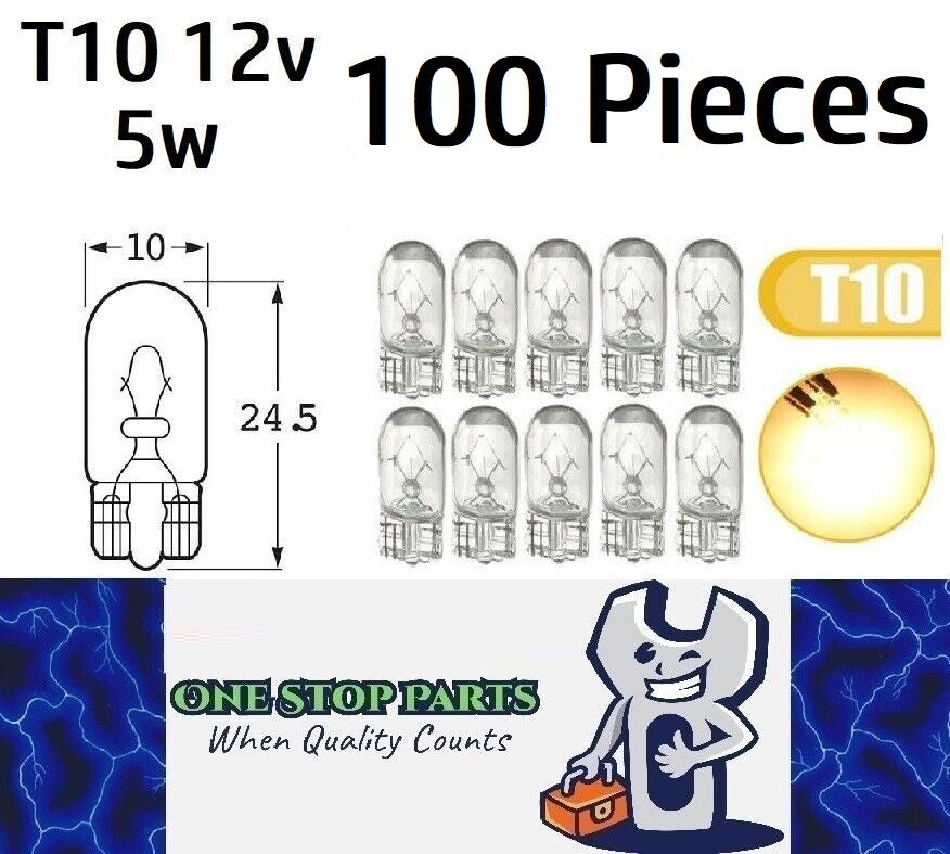 100 x T10 12v 5w Clear Coated Incandescent Canbus Globes (100pcs)