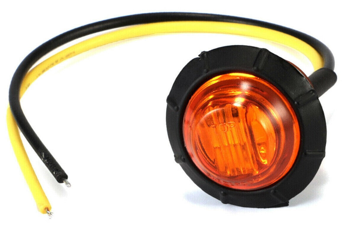 12v AMBER 3 LED ROUND RECESSED MARKER LIGHT 30MM DIAMETER WITH 300MM LEAD