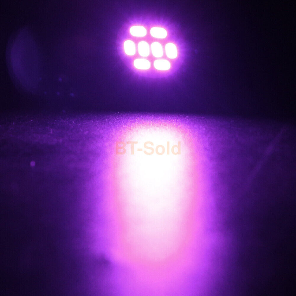 10 x T10 Pink / Purple T10 12V 8SMD 1206 High Brightness LEDs Flat Face (10pcs)