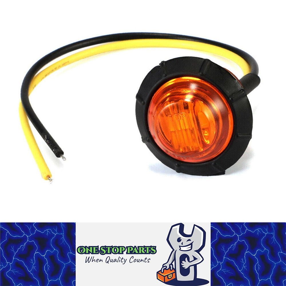 12v AMBER 3 LED ROUND RECESSED MARKER LIGHT 30MM DIAMETER WITH 300MM LEAD