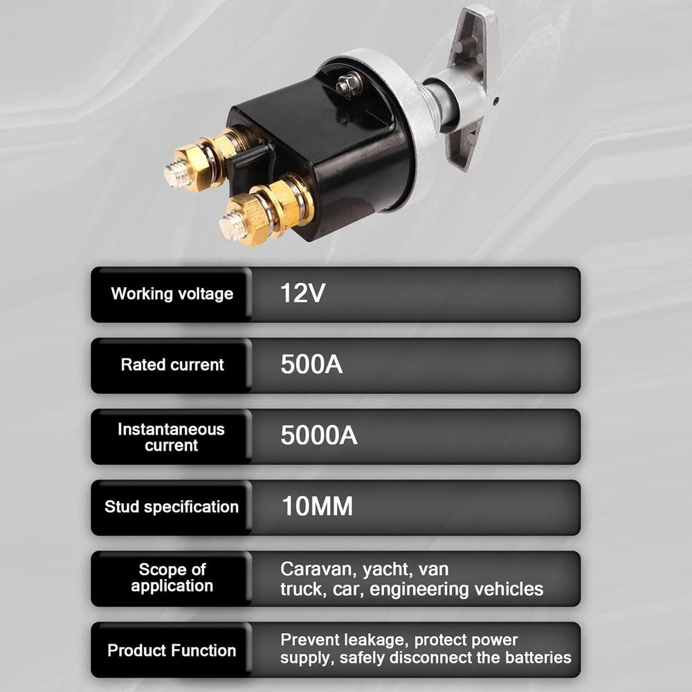 500A Battery Disconnect Switch 12V-36V Battery Kill Switch with Mounting Plate C